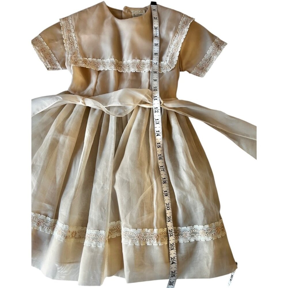 Vintage Honey Suckle Girls Size 6X Dress With Cream Lace Accents & Bow Sash - Picture 5 of 16